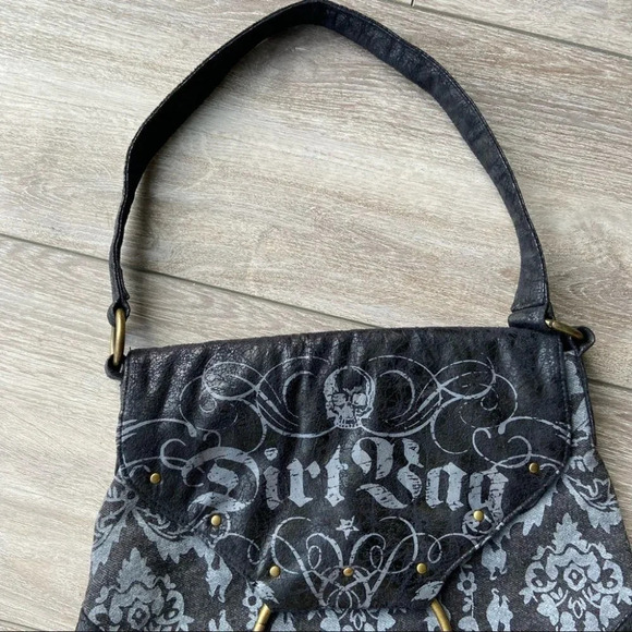 Skull Dust Bag  Canvas Studded Tote Shoulder Bag - Picture 3 of 13